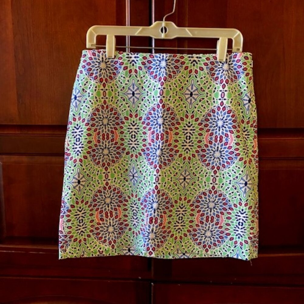 Talbots Women Skirt Green/White Size 8 Petite